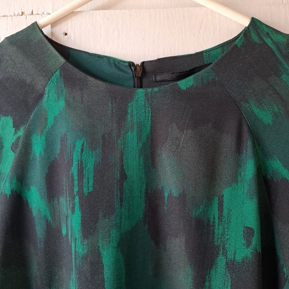 Just Female Neo Long Sleeve Crew Neck Blouse Abstract Print Green & Black SZ M - Picture 3 of 12